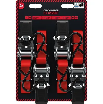 Upínací popruh QUICKLOADER® Classic 500 kg • 4 m x 25 mm • 4-pack