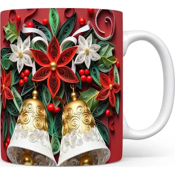 Hrnek s vánočními květinami a zvonky