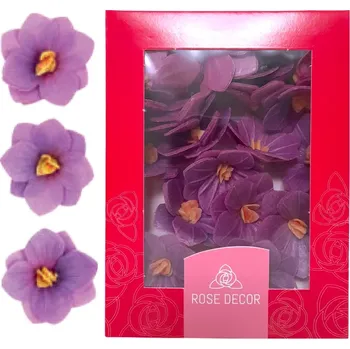 Jedlá dekorace na dort Dekorace oplatková - Hortenzie fialová 18 ks