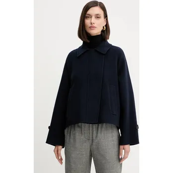 Dámský kabát Vlněný kabát Weekend Max Mara CARELLA tmavomodrá barva, 2525086031600 59X, vel. 36