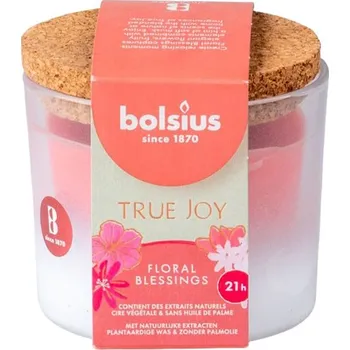 Svíčka Bolsius Vonná svíčka ve skle s korkovým víčkem, 80x75mm, True Joy Floral Blessings