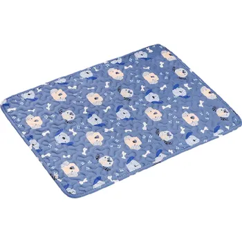 Pelíšek pro psa Opakovaně použitelná psí inkontinenční podložka 50 x 40 cm Modrá podložka s kreslenými psy Savá vrstva Voděodolná a protiskluzová spodní část