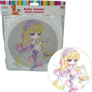 Diamantové malování Diamantové malování s rámem - Panenka ve fialovém 20 cm