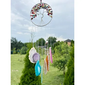 Hudebniny Magieprirody.cz Zvonkohra s achátovými plátky – strom života #ZB367 z přírodního kamene