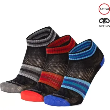 Pánské termo ponožky LUZY DASH nízké pruhované merino ponožky Moose