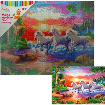 Diamantové malování Diamantové malování - Koně a západ slunce 40 x 50 cm