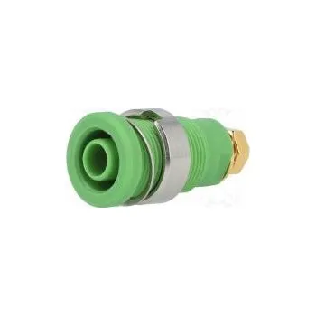 Elektrická zásuvka Zásuvka banánek 4mm 32A zelená zlacený Kontakty zlato 32mm