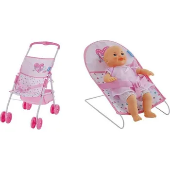 Kočárek pro panenku Set 3v1 - Srdíčka