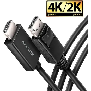 Video kabel AXAGON DisplayPort na HDMI 2.0b redukce / kabel 1,8m Černá