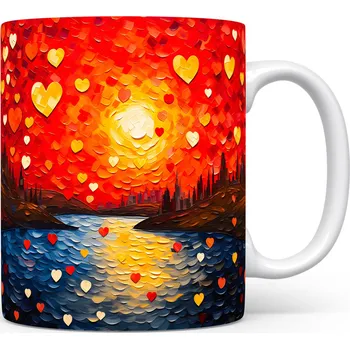 Hrnek západ slunce srdce červený