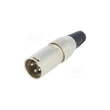 Elektrický konektor Zástrčka XLR vidlice PIN 3 přímý na kabel pájení stříbřený