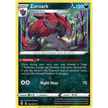 Sběratelská karetní hra Zoroark 103/203 - Evolving Skies Typ karty: Reverse Holo