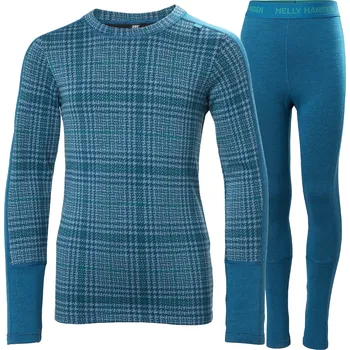Dámské termoprádlo HELLY HANSEN JR GRAPHIC LIFA MERINO SET Cerulean Blue Velikost: 146/11