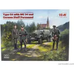 Icm-model Mercedes benz G4 (w31) 6 Wheels Cabriolet Open 1938 With Mg 34 And German Military Figures 1:24 /