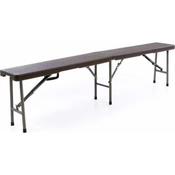 Zahradní lavice Venkovní lavice bez opěradla plast / kov skládací, přenosná, hnědá, 180 cm