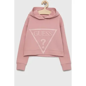 Chlapecká mikina Dětská mikina Guess růžová barva, s kapucí, s potiskem J2BQ35.FL03S.PPYX 34X, vel. 105-112