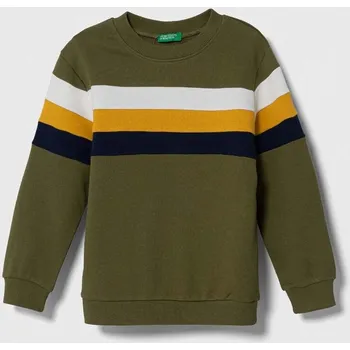 Chlapecká mikina Dětská bavlněná mikina United Colors of Benetton zelená barva, vzorovaná 3J68G10AQ.P.SEASONAL 78X, vel. 82