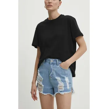 Dámské kraťasy Džínové šortky Answear.LAB dámské, s aplikací, high waist 5503.fjs modrá 55X, vel. S