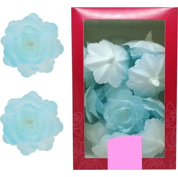 Jedlá dekorace na dort Dekorace oplatková - Růže velká 55 mm, sv. modrá 15 ks