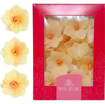 Jedlá dekorace na dort Dekorace oplatková - Hortenzie medová 18 ks