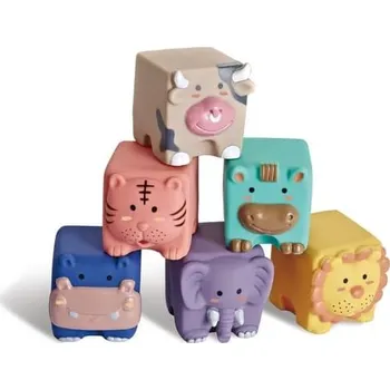 Hračka pro nejmenší Bavytoy Senzorické kostky se zvířátky 6 ks