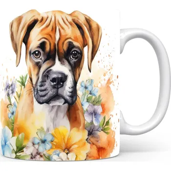 Hrnek s boxerm a květinovým motivem pro milovníky psů