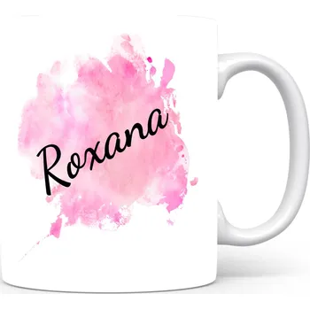 Hrnek se jménem Roxana – růžový akvarel