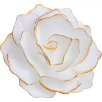 Jedlá dekorace na dort Dekorace oplatková - Růže MAXI bílá, zlatý okraj 12,5 cm
