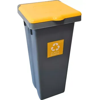 Odpadkový koš Odpadkový koš na tříděný odpad Flap Bin šedý 53 l, žluté víko - plast