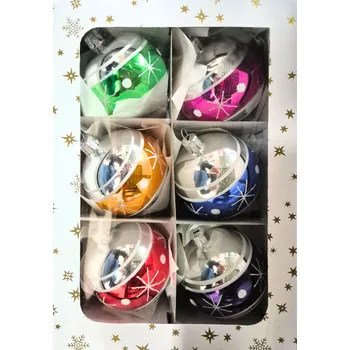 Vánoční ozdoba Vánoční skleněné koule 7cm, lesk, bílý dekor, 6ks