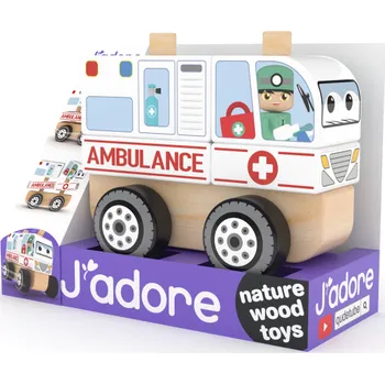 autíčko J'ADORE Skládací dřevěné auto ambulance
