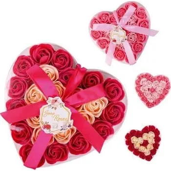 Hračka pro nejmenší Mýdlový květ růže 24x4g v krabičce ve tvaru srdce