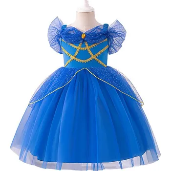 Karnevalový kostým Princess Pohádkové šaty s výšivkou modré vel. 116 - Princezna