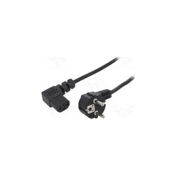 Napájecí kabel Kabel CEE 7/7 (E/F) úhlová vidlice,IEC C13 zásuvka 90° PVC