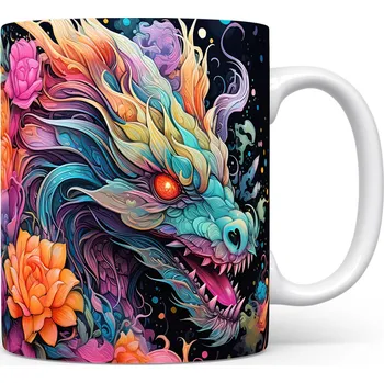 Hrnek s barevným drakem – originálním motivem