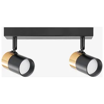 Stropní svítidlo se 2 nastavitelnými bodovými světly černo-zlaté FORI