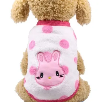 Obleček pro psa Zimní obleček pro psa XS 1–1,5 kg 30 cm hrudník 20 cm záda Kabátek s puntíky a obrázkem králíka Hřejivý měkký outfit pro malé psy