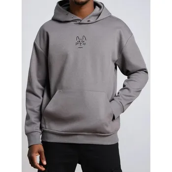 Pánská mikina Sinsay - Mikina s kapucí a výšivkou - šedá - 975EU-90X - 975EU-90X-XL