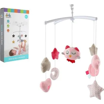 Kolotoč nad postýlku Kolotoč se sovičkou nad postýlku plast s natahovacím hrajícím strojkem růžový v krabici 19x33x5,5cm