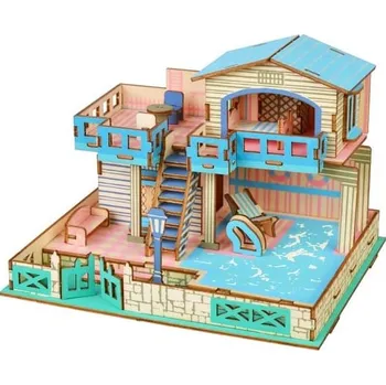 3D puzzle Woodcraft Dřevěné 3D puzzle Vila na ostrově Lembongon