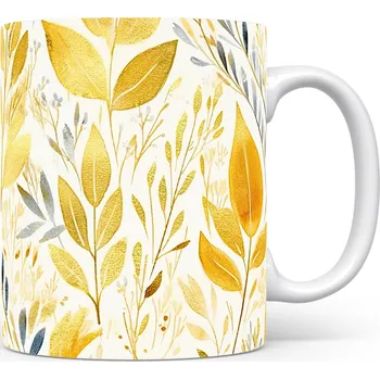 Elegantní hrnek s jemným květinovým motivem v zlatých tónech