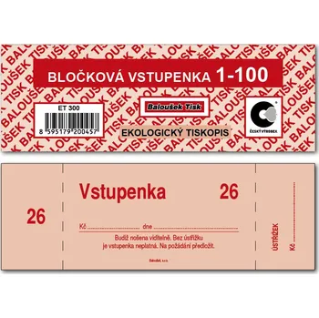 Tiskopis Bločkové vstupenky 1 - 100 čísel