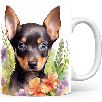 Hrnek s malým papillonem a květinami - originální design