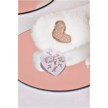 plyšák Doudou Dárková sada Plyšový lední medvídek s kroužkem 30 cm růžový