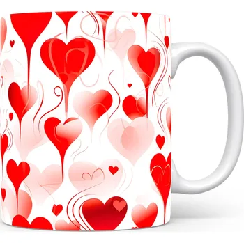 Hrnek s červenými srdci pro romantické chvíle