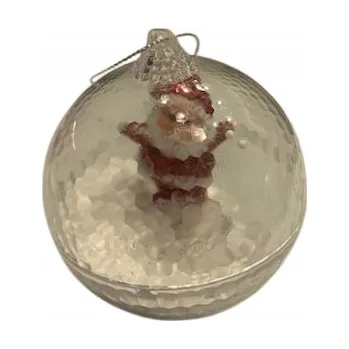 Vánoční dekorace Vánoční Koule sněhulák podsvícená LED ozdoba 8 cm