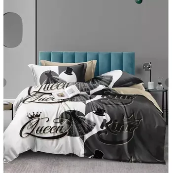 Povlečení TOTÁLNÍ MASAKR CEN ! Bavlněná sada povlečení 3D KING & QUEEN 2. 140x200/70x90cm + POVLAK POLŠTÁŘEK ZDARMA !