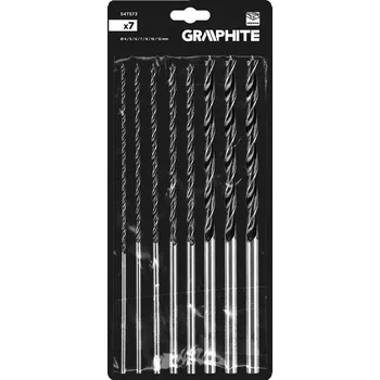 Vrták Sada prodloužených vrtáků do dřeva: 4, 5, 6, 7, 8, 10, 12x300mm, 7 kusů