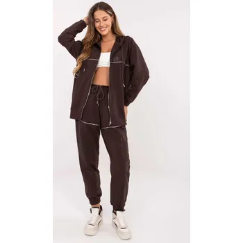 Tepláková souprava s mikinou na zip model 88115 hnědá