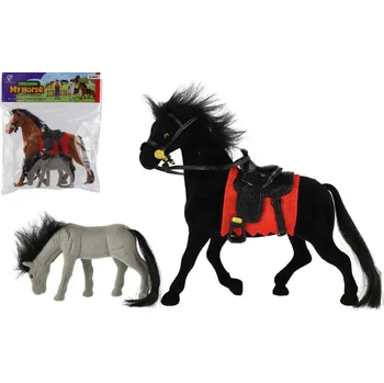 Figurka Teddies Kůň fliška 23 cm se sedlem s hříbětem 3 barvy v sáčku (1 ks)